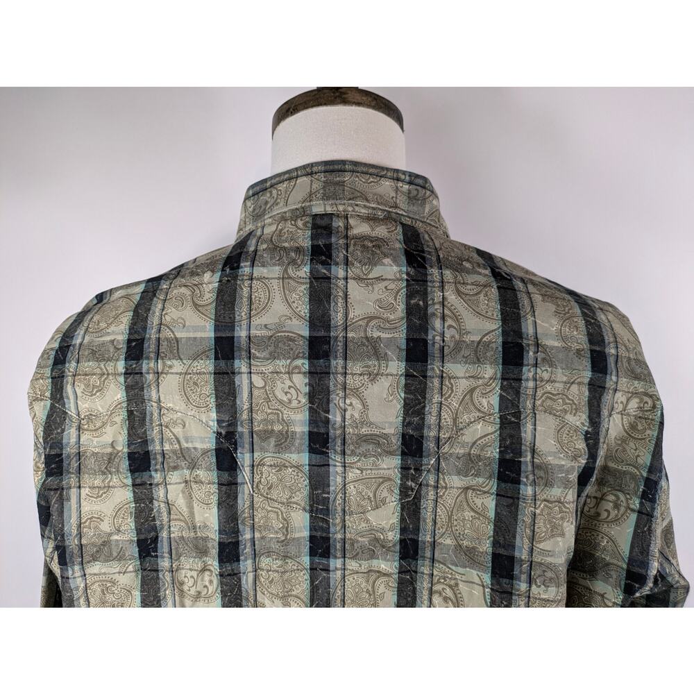 Wrangler Retro Mens XL Shirt Black Pearl Snap Paisley Plaid Button Up Pocket Top - Picture 9 of 12